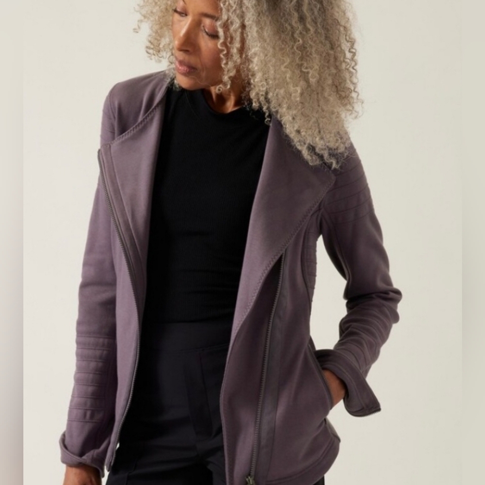 Athleta Moto Jacket Purple Asymmetric‎ Zip Front Long Sleeve Women's Size Large